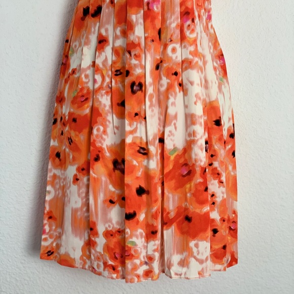 Parker Posies Watercolor Orange Silk Mini Dress Sz M - Picture 9 of 11